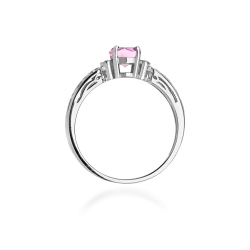 Pierścionek zaręczynowy z białego złota z różowym topazem i diamentami 0,02ct Fire Of Love