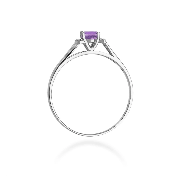 Pierścionek zaręczynowy z białego złota z ametystem i diamentami 0,05ct Fire Of Love