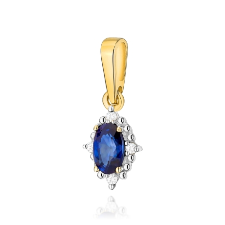 Przejdź do produktu Zawieszka z żółtego złota 585 z szafirem i diamentami 0,02ct The Diamonds