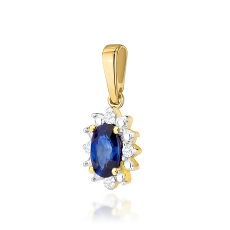 Przejdź do produktu Zawieszka z żółtego złota 585 z szafirem i diamentami 0,02ct The Diamonds