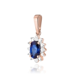 Zawieszka z różowego złota 585 z szafirem i diamentami 0,02ct The Diamonds