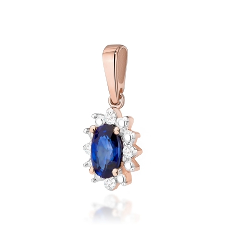 Przejdź do produktu Zawieszka z różowego złota 585 z szafirem i diamentami 0,02ct The Diamonds