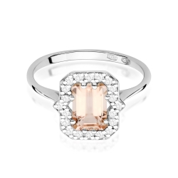 Pierścionek zaręczynowy z białego złota z morganitem i diamentami 0,17ct Fire Of Love