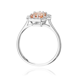 Pierścionek zaręczynowy z białego złota z morganitem i diamentami 0,17ct Fire Of Love