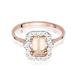 Pierścionek zaręczynowy z różowego złota z morganitem i diamentami 0,17ct Fire Of Love