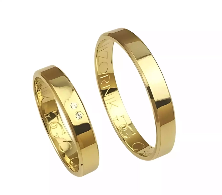 Obrączki ślubne płaskie fazowane z żółtego złota 3,5mm Casual