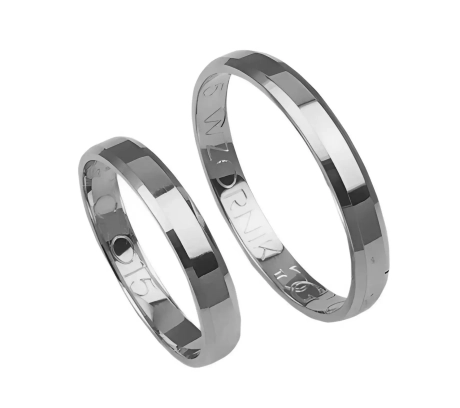 Przejdź do produktu Obrączki ślubne fazowane z białego złota 3,5mm Classic C016