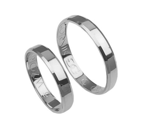 Przejdź do produktu Obrączki ślubne fazowane z białego złota 4mm Classic C017
