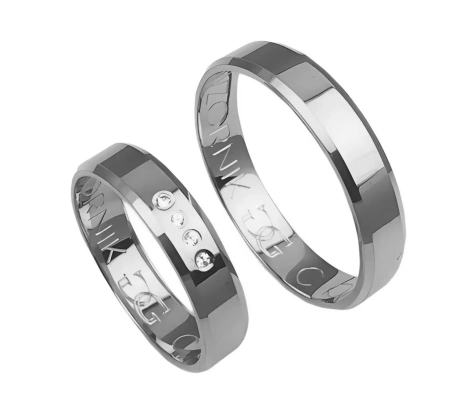 Przejdź do produktu Obrączki ślubne fazowane z białego złota 4,5mm Classic C018
