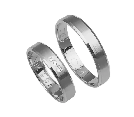 Przejdź do produktu Fazowane obrączki ślubne z białego złota 4mm Classic C024