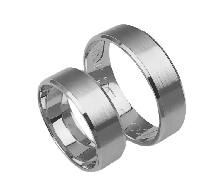 Fazowane obrączki ślubne z białego złota 6mm Casual