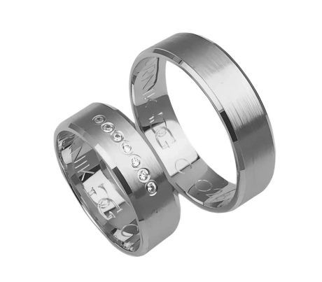 Przejdź do produktu Fazowane obrączki ślubne z białego złota 6mm Classic C028