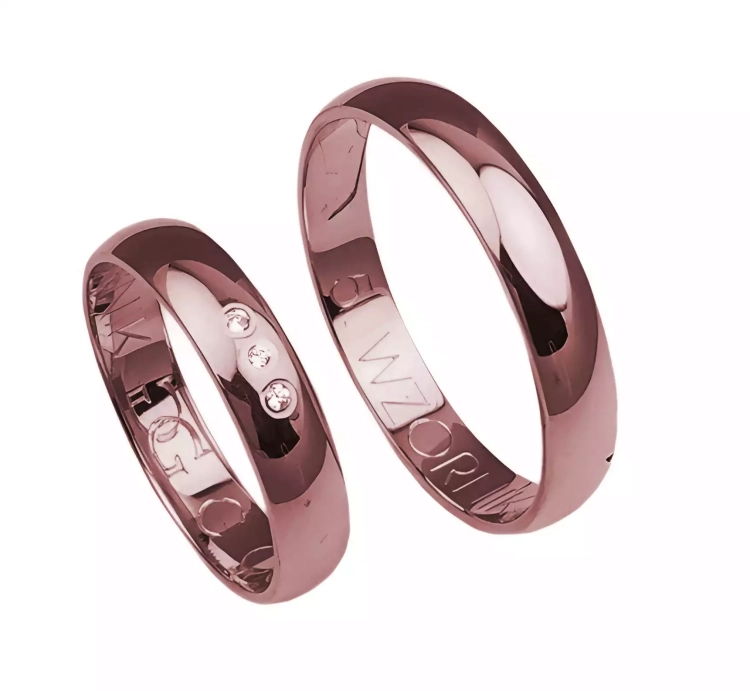 Klasyczne obrączki ślubne z różowego złota okrągłe 4mm Casual