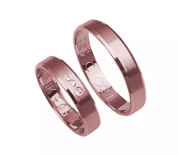 Fazowane obrączki ślubne z różowego złota 4mm Casual