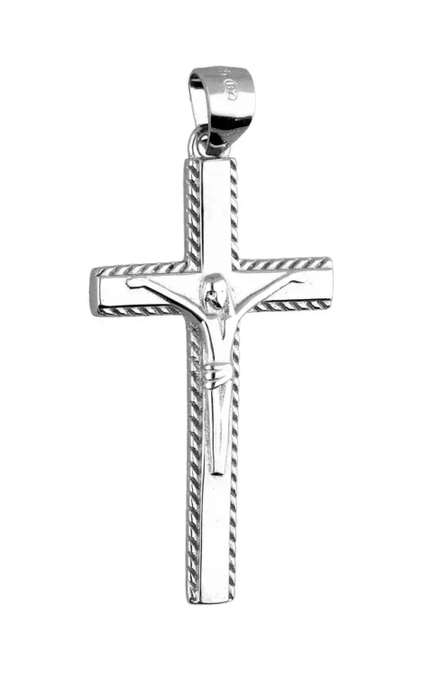 Srebrny krzyżyk diamentowany na bokach