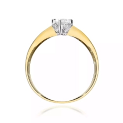 Pierścionek z żółtego złota, diament laboratoryjny 0,15ct