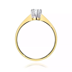 Pierścionek z żółtego złota, diament laboratoryjny 0,20ct