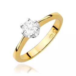Pierścionek z żółtego złota, diament laboratoryjny 0,30ct