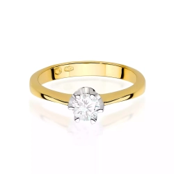 Pierścionek z żółtego złota, diament laboratoryjny 0,30ct
