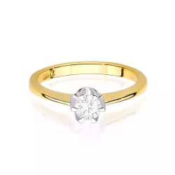 Pierścionek z żółtego złota, diament laboratoryjny 0,40ct