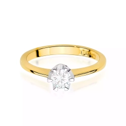 Pierścionek z żółtego złota, diament laboratoryjny 0,50ct