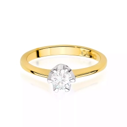 Pierścionek z żółtego złota, diament laboratoryjny 0,70ct