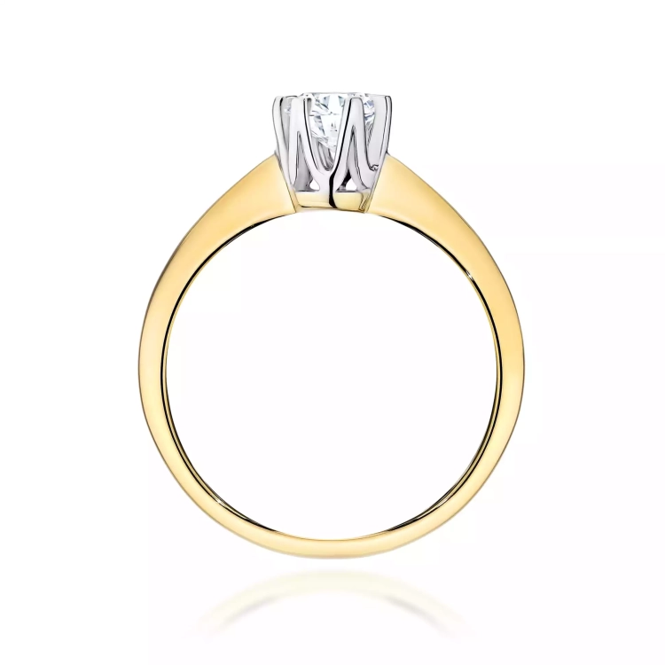 Pierścionek z żółtego złota, diament laboratoryjny 0,70ct