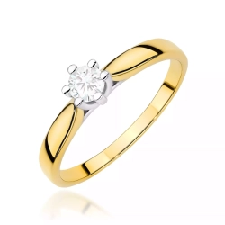 Pierścionek z żółtego złota, diament laboratoryjny 0,20ct