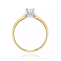 Pierścionek z żółtego złota, diament laboratoryjny 0,20ct