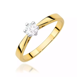 Pierścionek z żółtego złota, diament laboratoryjny 0,30ct