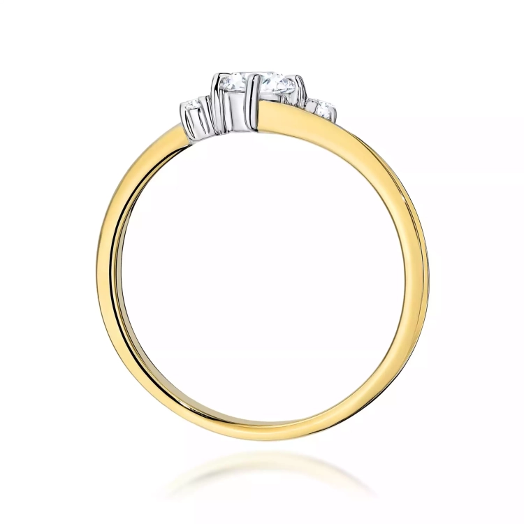 Pierścionek z żółtego złota, diament laboratoryjny centralny 0,25ct