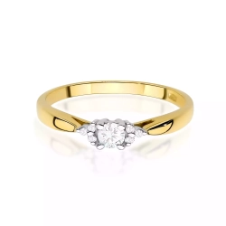 Pierścionek z żółtego złota, diament laboratoryjny 0,10ct