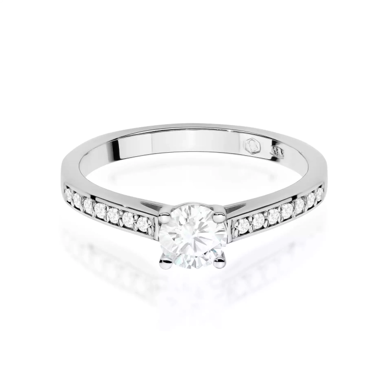 Pierścionek z białego złota, diament laboratoryjny 0,50ct