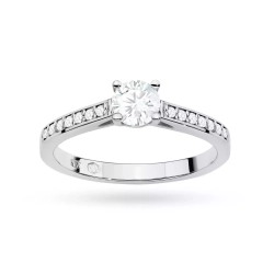 Pierścionek z białego złota, diament laboratoryjny 0,50ct