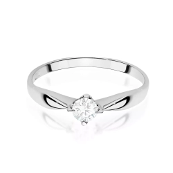 Pierścionek z białego złota, diament laboratoryjny 0,15ct