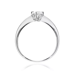 Pierścionek z białego złota, diament laboratoryjny 0,15ct