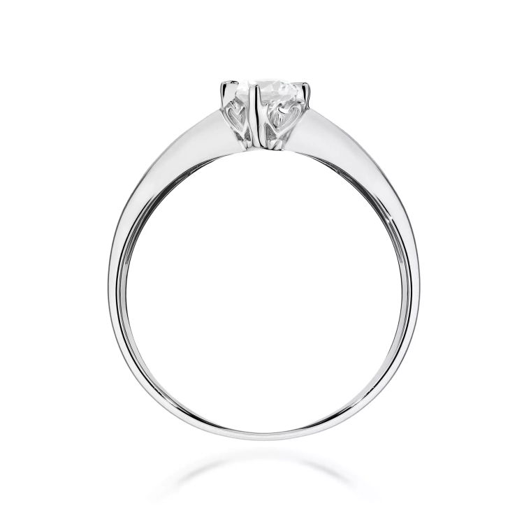 Pierścionek z białego złota, diament laboratoryjny 0,15ct