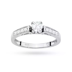 Pierścionek z białego złota, diament laboratoryjny 0,30ct