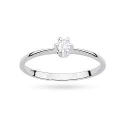 Pierścionek z białego złota, diament laboratoryjny 0,10ct