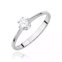 Pierścionek z białego złota, diament laboratoryjny 0,20ct