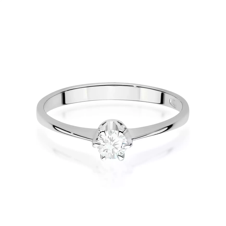 Pierścionek z białego złota, diament laboratoryjny 0,20ct