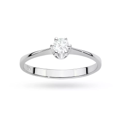 Pierścionek z białego złota, diament laboratoryjny 0,20ct
