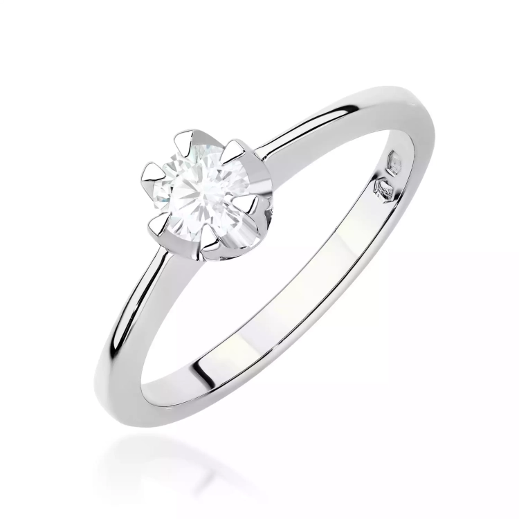 Pierścionek z białego złota, diament laboratoryjny 0,40ct