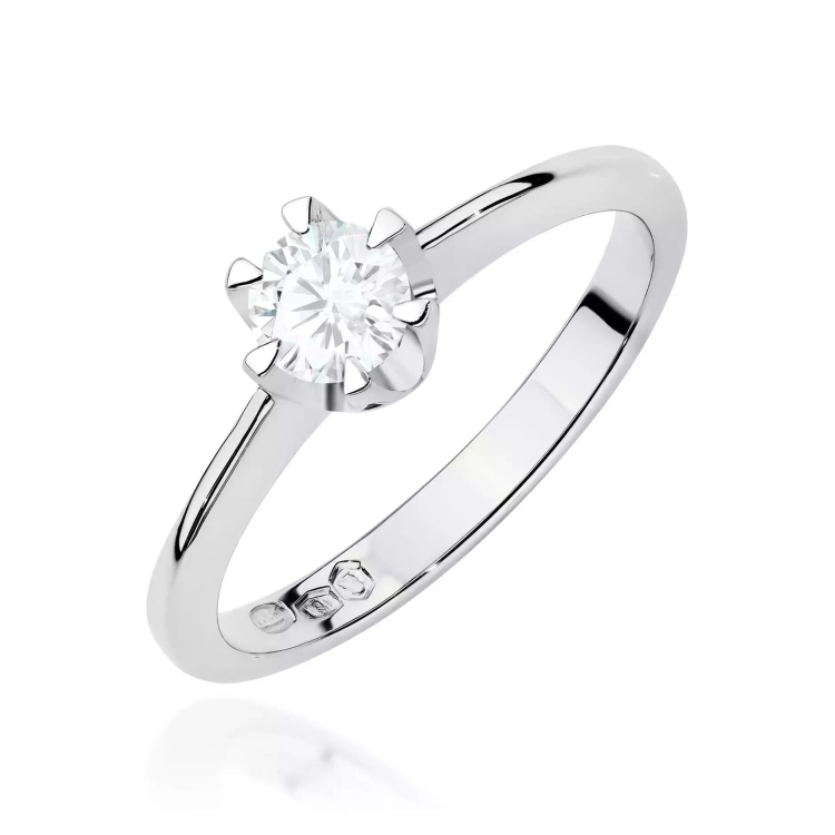 Pierścionek z białego złota, diament laboratoryjny 0,50ct