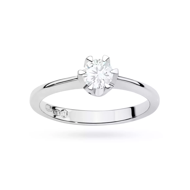 Pierścionek z białego złota, diament laboratoryjny 0,50ct