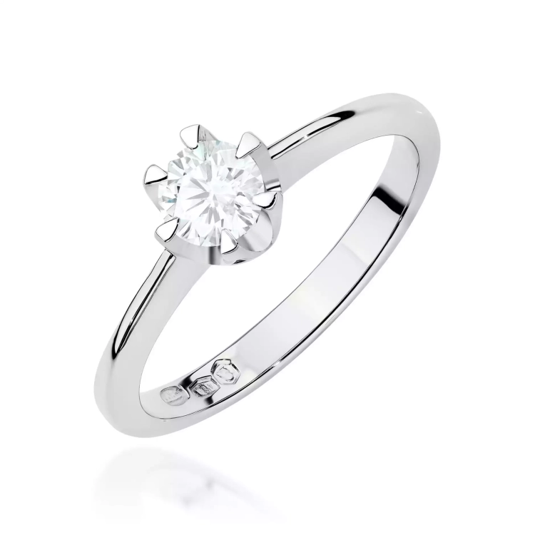 Pierścionek z białego złota, diament laboratoryjny 0,70ct