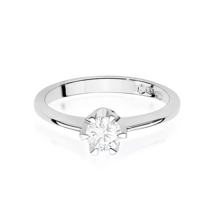 Pierścionek z białego złota, diament laboratoryjny 0,70ct