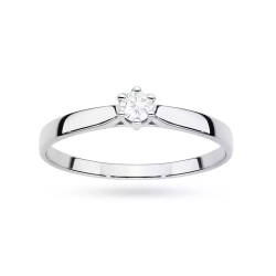 Pierścionek z białego złota, diament laboratoryjny 0,20ct