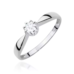 Pierścionek z białego złota, diament laboratoryjny 0,15ct