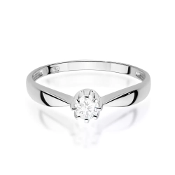 Pierścionek z białego złota, diament laboratoryjny 0,15ct